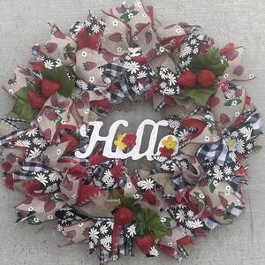 Handmade Strawberry Ribbon Wreath